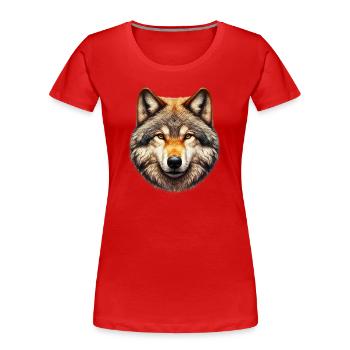 Wolf - Frauen Premium Bio T-Shirt - Rot - Vorne - Mia (176cm)