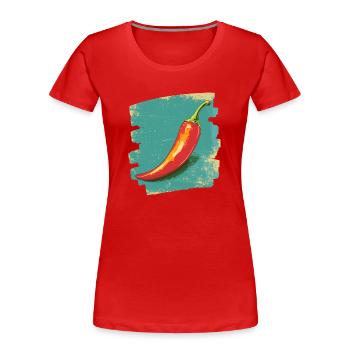 Chili - Frauen Premium Bio T-Shirt - Rot - Vorne - Mia (176cm)