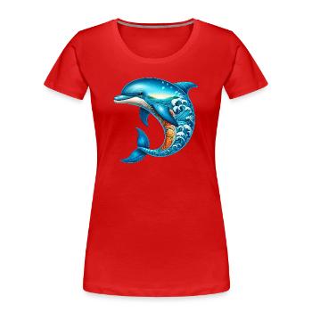 Dolphin - Women's Premium Organic T-Shirt - red - Front - Mia (176cm)