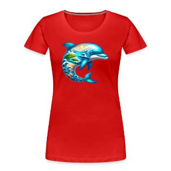 Dauphin - T-shirt bio Premium Femme - rouge - Devant - Mia (176cm)