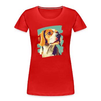 Beagle - Frauen Premium Bio T-Shirt - Rot - Vorne - Mia (176cm)