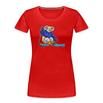 Koala Skier Ski Sports d’hiver - T-shirt bio Premium Femme - rouge - Devant - Mia (176cm)