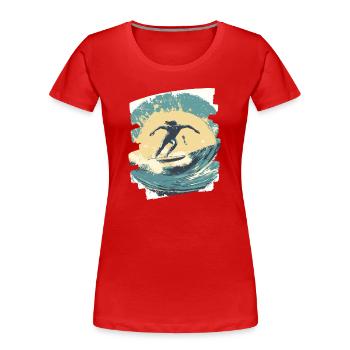 Surfeur - T-shirt bio Premium Femme - rouge - Devant - Mia (176cm)