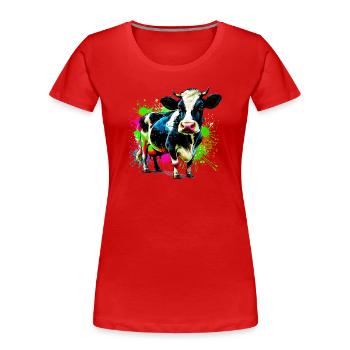 Vache - T-shirt bio Premium Femme - rouge - Devant - Mia (176cm)