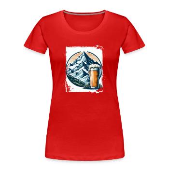 Motif Nature Montagne Et Bière - T-shirt bio Premium Femme - rouge - Devant - Mia (176cm)