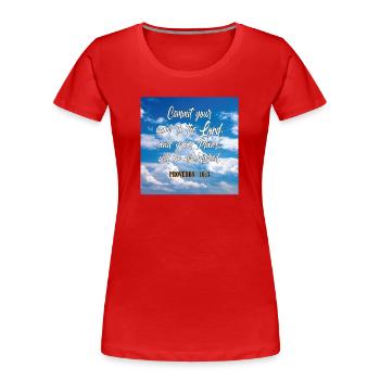 Proverbs16:3 - Women's Premium Organic T-Shirt - red - Front - Mia (176cm)