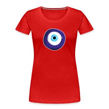 evil eye symbol - Women's Premium Organic T-Shirt - red - Front - Mia (176cm)