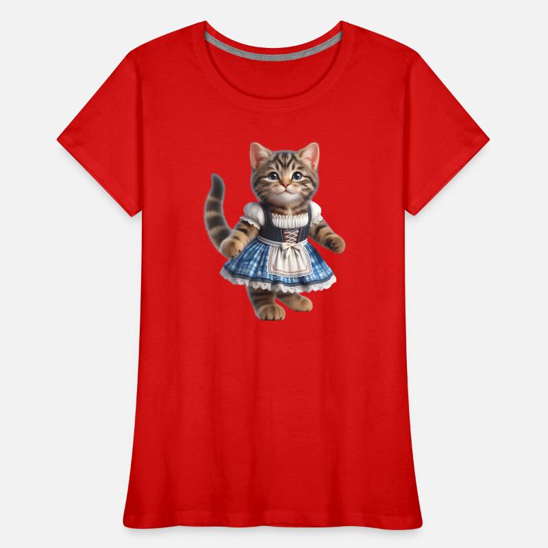 Mignon petit chat en dirndl T-shirt bio Premium Femme