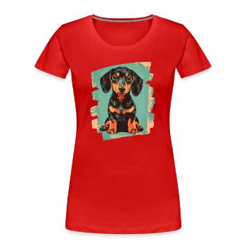 Dackel Dachshund - Frauen Premium Bio T-Shirt - Rot - Vorne - Mia (176cm)