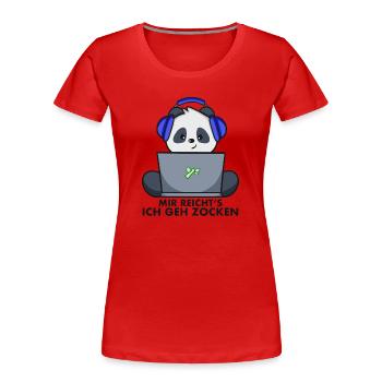 Panda Gamer - Mir reicht‘s ich geh zocken - Frauen Premium Bio T-Shirt - Rot - Vorne - Mia (176cm)