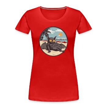 Chauve-souris détendue sur la plage - T-shirt bio Premium Femme - rouge - Devant - Mia (176cm)