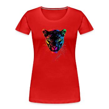 Panther Leopard Big Cat Cute Big Cat Panter - Women's Premium Organic T-Shirt - red - Front - Mia (176cm)