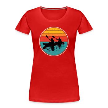 Sunset Kayak Duo Circle - Women's Premium Organic T-Shirt - red - Front - Mia (176cm)