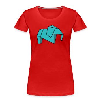 Origami Elephant - Frauen Premium Bio T-Shirt - Rot - Vorne - Mia (176cm)