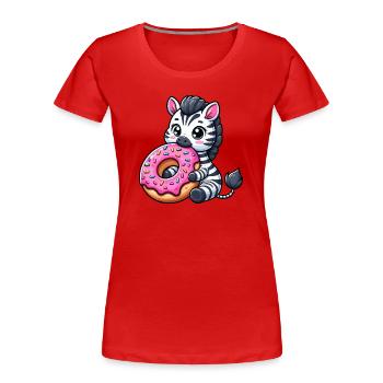 Cute Zebra Donut Cartoon Treats Fun - Women's Premium Organic T-Shirt - red - Front - Mia (176cm)