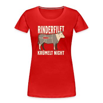 Rinderfilet krümelt nicht - Frauen Premium Bio T-Shirt - Rot - Vorne - Mia (176cm)