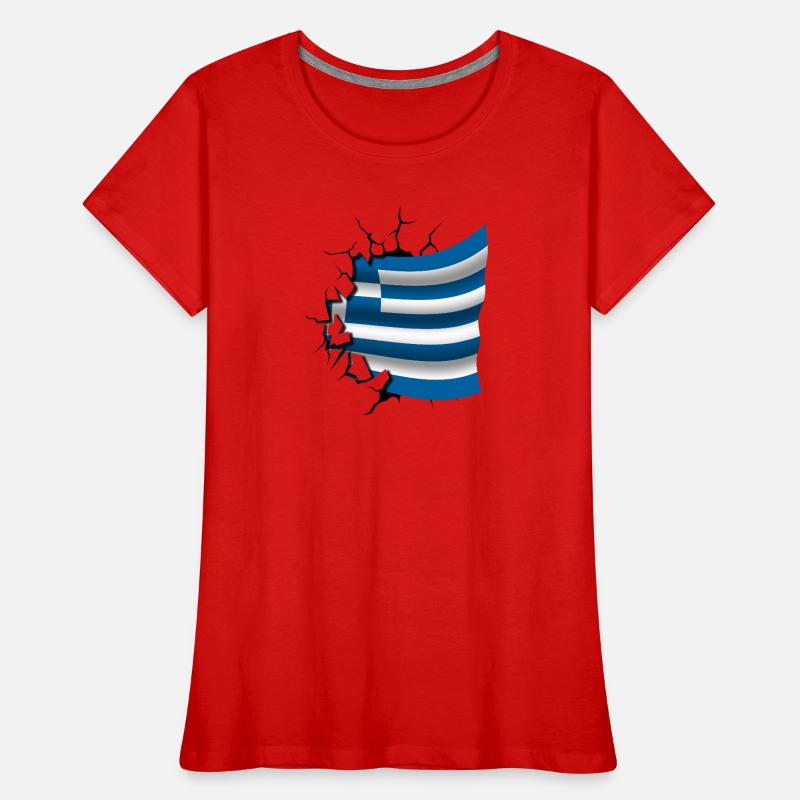 Drapeau de la Grèce - Grèce - Drapeau Broken Design T-shirt bio Premium Femme