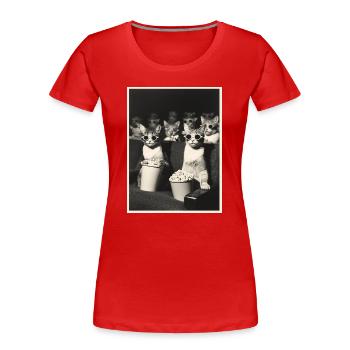 Katzen Kino - Frauen Premium Bio T-Shirt - Rot - Vorne - Mia (176cm)