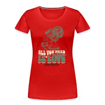 Love & Coffee – Retro Woman Clipart - Women's Premium Organic T-Shirt - red - Front - Mia (176cm)