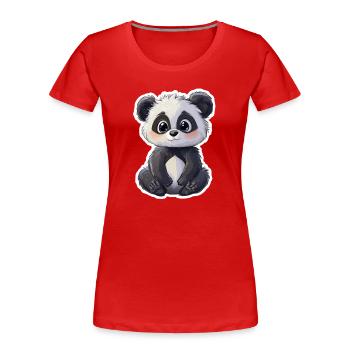 Ours panda mignon - T-shirt bio Premium Femme - rouge - Devant - Mia (176cm)