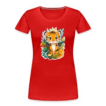 Tigre mignon - Idée cadeau amusante pour les enfants - T-shirt bio Premium Femme - rouge - Devant - Mia (176cm)