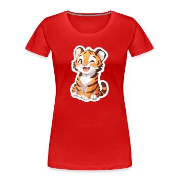Tigre mignon - Idée cadeau amusante pour les enfants - T-shirt bio Premium Femme - rouge - Devant - Mia (176cm)
