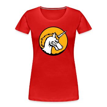 Unicorn Evil Angry Attack Teeth Grinding Sour - Women's Premium Organic T-Shirt - red - Front - Mia (176cm)