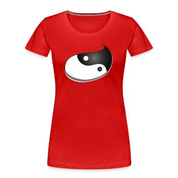 Symbole Yin-Yang en forme de goutte d’eau – Balance Design - T-shirt bio Premium Femme - rouge - Devant - Mia (176cm)