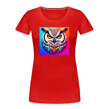 Eule - Frauen Premium Bio T-Shirt - Rot - Vorne - Mia (176cm)