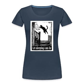 Laissez les chats endormis s’allonger - T-shirt bio Premium Femme - bleu marine - Devant - Mia (176cm)