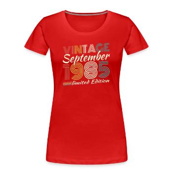 September 1985 Retro Vintage Birthday Gift - Women's Premium Organic T-Shirt - red - Front - Mia (176cm)