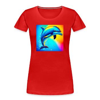 dolphin - Women's Premium Organic T-Shirt - red - Front - Mia (176cm)
