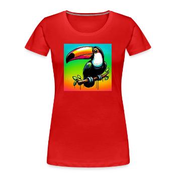 toucan - Women's Premium Organic T-Shirt - red - Front - Mia (176cm)