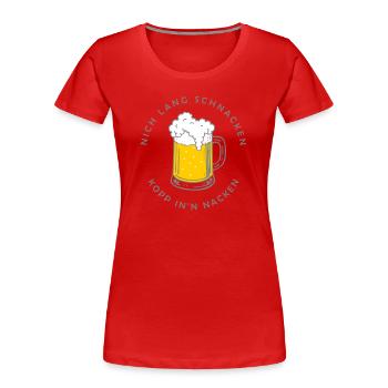 Nich lang schnacken - cup in'n neck - Women's Premium Organic T-Shirt - red - Front - Mia (176cm)