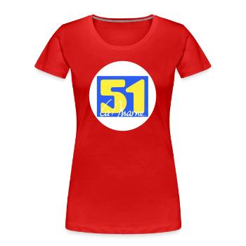 Logo emblématique de La Marne en couleurs vives - T-shirt bio Premium Femme - rouge - Devant - Mia (176cm)