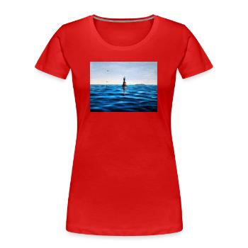 Lighthouse over Calm Blue Adriatic Sea Croatia - Women's Premium Organic T-Shirt - red - Front - Mia (176cm)