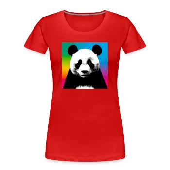 Panda - Frauen Premium Bio T-Shirt - Rot - Vorne - Mia (176cm)