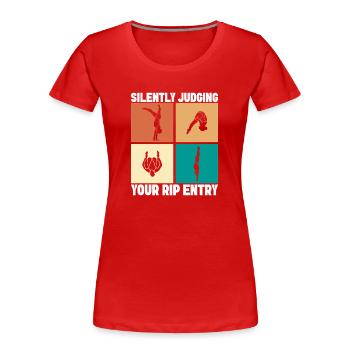 Kunstspringen Turmspringer Sprungbrett - Frauen Premium Bio T-Shirt - Rot - Vorne - Mia (176cm)