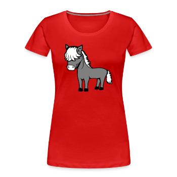Pferd Bob Haare Frisur Pony Fohlen Niedlich Comic - Frauen Premium Bio T-Shirt - Rot - Vorne - Mia (176cm)
