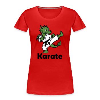 Karate Drache - Frauen Premium Bio T-Shirt - Rot - Vorne - Mia (176cm)