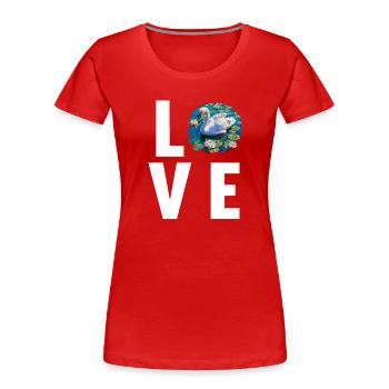 Schwäne Schwan - Frauen Premium Bio T-Shirt - Rot - Vorne - Mia (176cm)