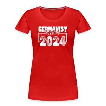 2024 - Frauen Premium Bio T-Shirt - Rot - Vorne - Mia (176cm)