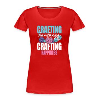 Häkeln Stricken - Frauen Premium Bio T-Shirt - Rot - Vorne - Mia (176cm)