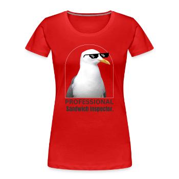 Humorous Seagull with Sunglasses T-Shirt - Women's Premium Organic T-Shirt - red - Front - Mia (176cm)