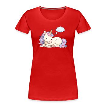 Sleeping unicorn with rainbow mane - Women's Premium Organic T-Shirt - red - Front - Mia (176cm)