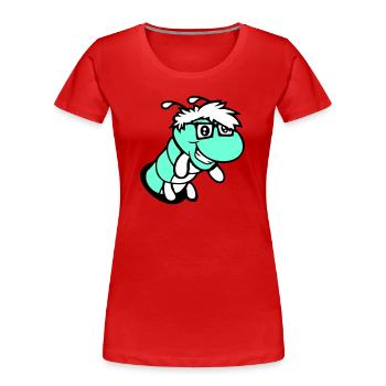 chenille nerd regarde trou geek ver lunettes à monture d'écaille intelligent - T-shirt bio Premium Femme - rouge - Devant - Mia (176cm)