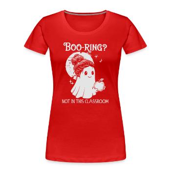 Funny Teacher Skeleton Halloween Classroom - Frauen Premium Bio T-Shirt - Rot - Vorne - Mia (176cm)
