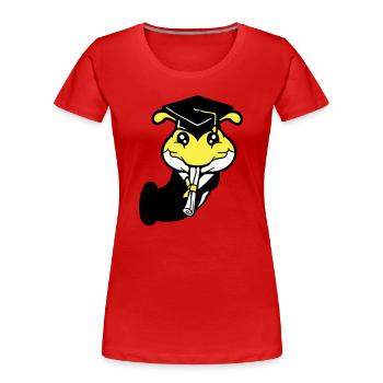 Loch Raupe Schulabschluss Abitur bestanden College - Frauen Premium Bio T-Shirt - Rot - Vorne - Mia (176cm)