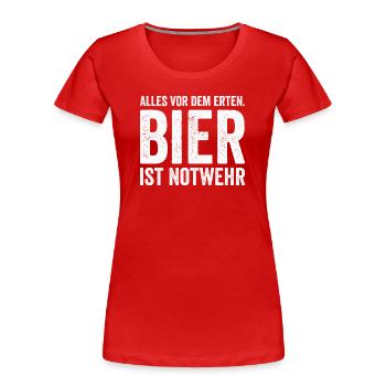 La bière est un dicton d'autodéfense - T-shirt bio Premium Femme - rouge - Devant - Mia (176cm)