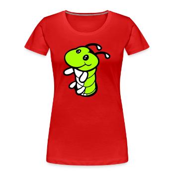 Caterpillar Bottom Hole Cute Smiles Friendly Happy - Women's Premium Organic T-Shirt - red - Front - Mia (176cm)